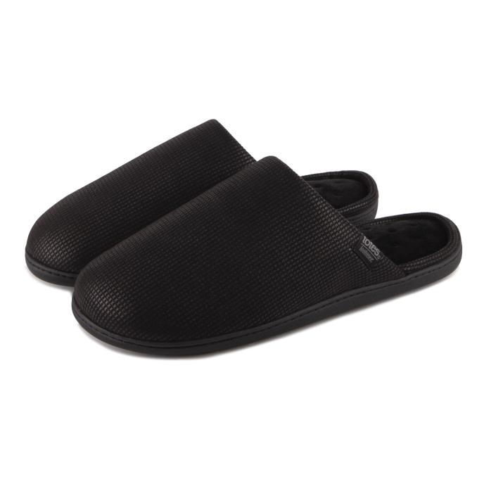 Isotoner® Mens Square Patterned Smart Mule Slipper Black Extra Image 1